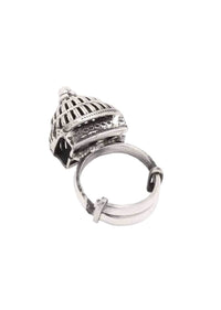 Silver Vintage Ring With Carved Dome Made In Sterling Silver By Sangeeta Boochra