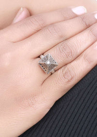 Silver Vintage Ring With Carved Pyramid Made In Sterling Silver By Sangeeta Boochra
