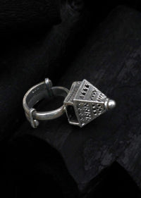 Silver Vintage Ring With Carved Pyramid Made In Sterling Silver By Sangeeta Boochra