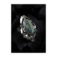 Silver Vintage Ring With Labradorite Gemstone Made In Sterling Silver By Sangeeta Boochra
