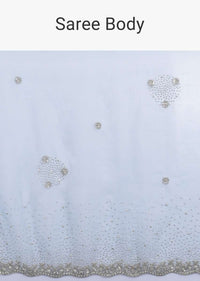 Sky Blue Saree Embellished With Sequins, Cut Dana, Beads And Stones Online - Kalki Fashion
