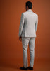 Sky Blue Cutdana Work Polyester Tuxedo And Pant Set