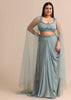 Sky Blue Draped Skirt With Cape