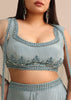 Sky Blue Draped Skirt With Cape