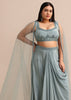 Sky Blue Draped Skirt With Cape