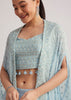 Sky Blue Georgette Palazzo Set With Embroidered Cape