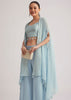 Sky Blue Georgette Palazzo Set With Embroidered Cape