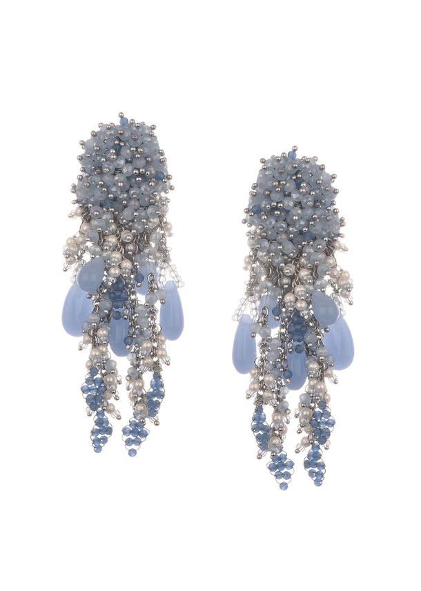 Sky Blue Handcrafted Dangler Earrings In Mix Metal
