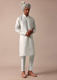 Sky Blue Silk Sherwani With Exquisite All-Over Embroidery