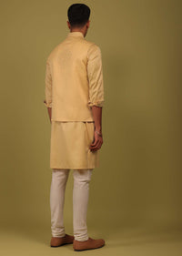 Mustard Yellow Silk Mirrorwork Bandi Jacket Set