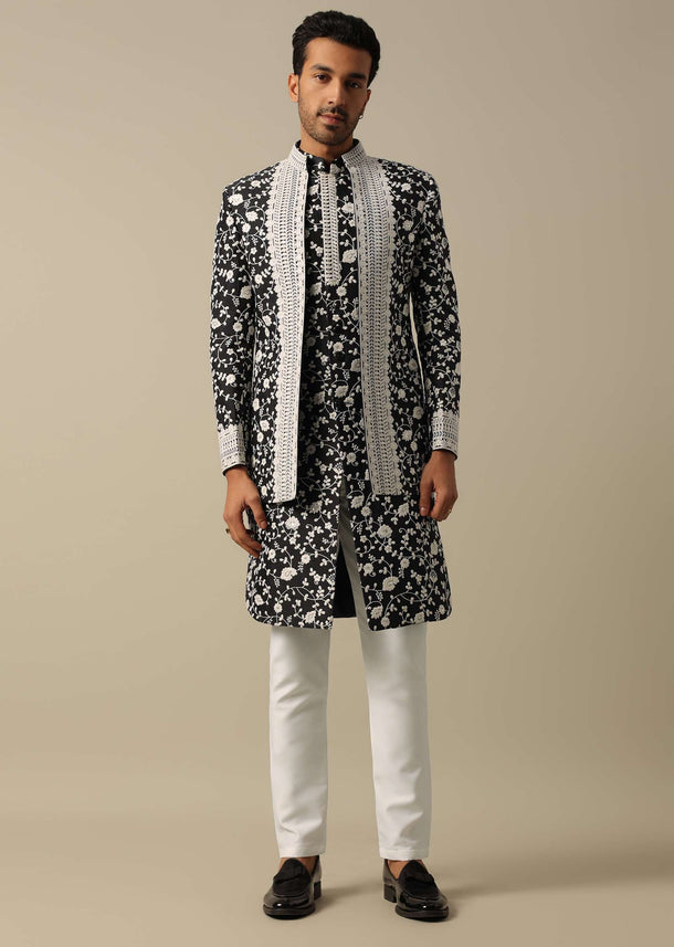 Sophisticated Black Sherwani Set For Men