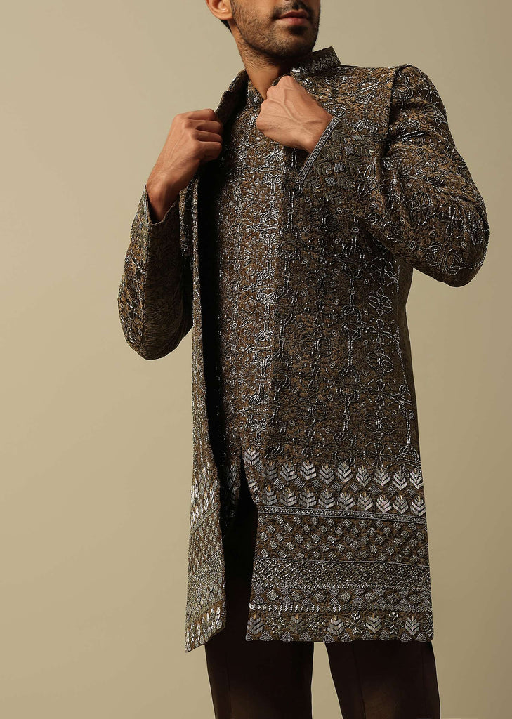 Sophisticated Brown Indowestern Ensemble