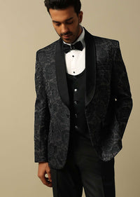 Sophisticated Grey Jacquard Tuxedo