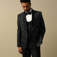 Sophisticated Grey Jacquard Tuxedo