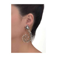 Spiral Shaped Earrings With Bugle Beads, Stones And Kundan Work Online - Kalki Fashion