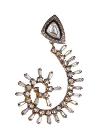 Spiral Shaped Earrings With Bugle Beads, Stones And Kundan Work Online - Kalki Fashion