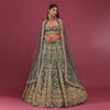 Peacock Green Raw Silk Bridal Lehenga With Embroidery - NOOR 2022