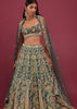 Peacock Green Bridal Lehenga In Raw Silk With Embroidery - NOOR 2022