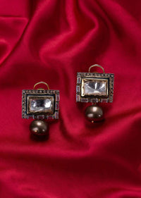 Square shape round stud  with oval metallic drop only on Kalki