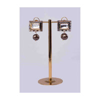 Square shape round stud  with oval metallic drop only on Kalki