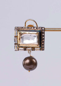 Square shape round stud  with oval metallic drop only on Kalki
