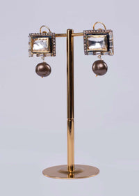 Square shape round stud  with oval metallic drop only on Kalki