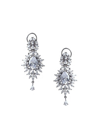Sterling Silver Finish Danglers Studded With Faux Diamonds