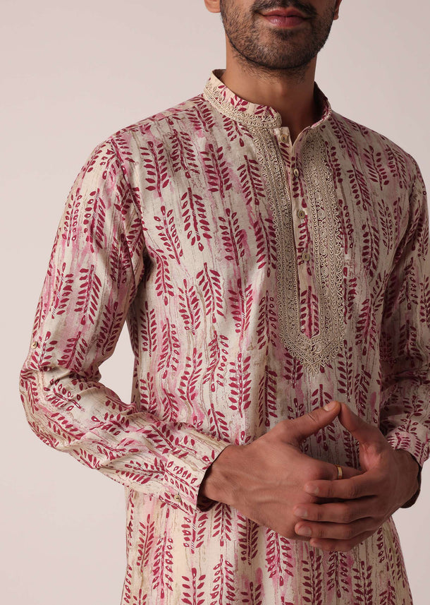 Striking Red Cotton Kurta For Men