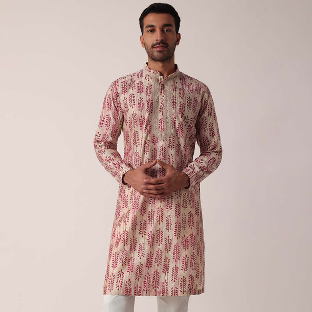 Striking Red Cotton Kurta For Men