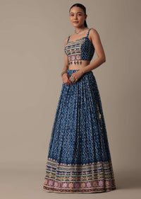 Stunning Blue Lehenga Set With Embroidered Jacket