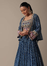 Stunning Blue Lehenga Set With Embroidered Jacket