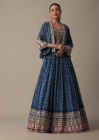 Stunning Blue Lehenga Set With Embroidered Jacket