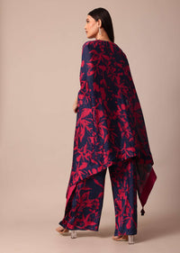 Stunning Crop Top With Printed Chiffon Jacket and Palazzo Set