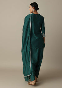 Stunning Emerald Green Silk Embroidery Kurta Set