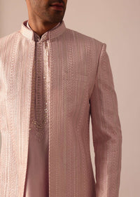 Stunning Peach Silk Sherwani For Men