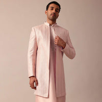 Stunning Peach Silk Sherwani For Men