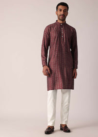 Stunning Red Festive Jacket Kurta Set For Men