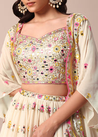 Stunning White Lehenga Set With Intricate Mirror Work Choli And Jacket