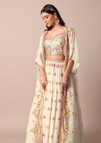 Stunning White Lehenga Set With Intricate Mirror Work Choli And Jacket