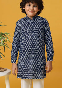 Stylish Blue Silk Kurta Set For Boys