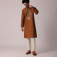 Stylish Festive Orange Kurta Set For Men