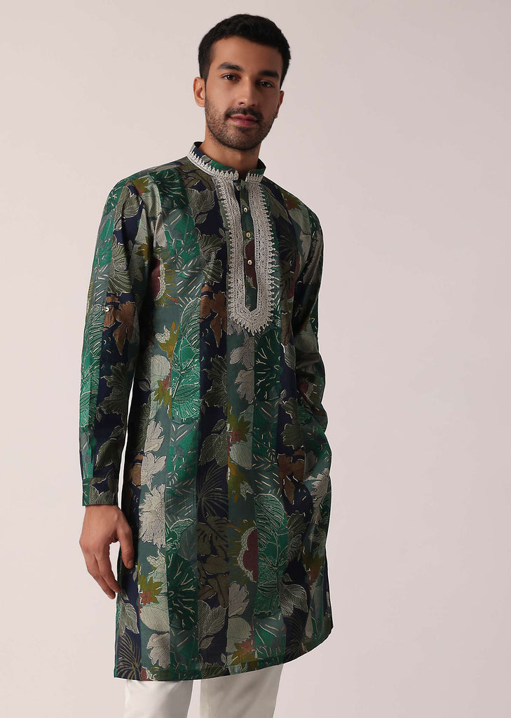 Stylish Green Festive Kurta For Men