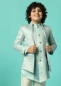 Stylish Grey Sherwani Set For Boys