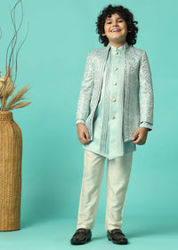 Stylish Grey Sherwani Set For Boys