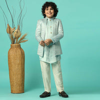 Stylish Grey Sherwani Set For Boys