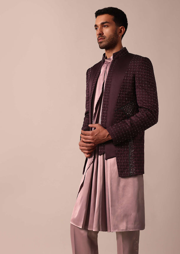 Stylish Purple Indowestern For Men