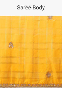 Sun Yellow Saree In Zari Kota Silk With Gotta Patti Embroidered Buttis And Border Design Online - Kalki Fashion