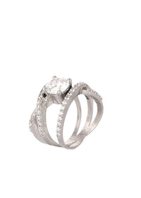 Swarovski Rick-Rack Cocktail Ring In 92.5 Sterling Silver