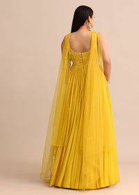 Sweetheart Neck Yellow Embroidered Anarkali Suit With Choker Dupatta