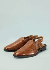 Tan Strappy Single Monk For Men In Leather With A Buckle